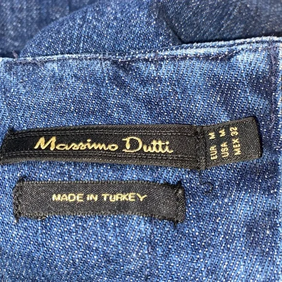 Massimo Dutti Jean Pleated Back Dress M Pockets - Picture 5 of 5